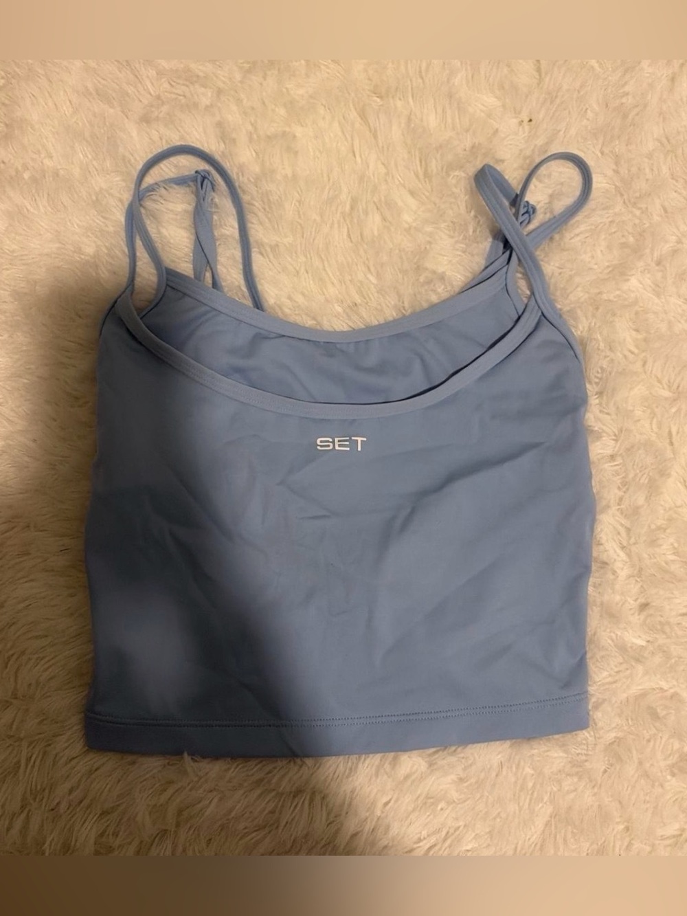 SET Active Light Blue Double-Strap Bandeau Crop Top